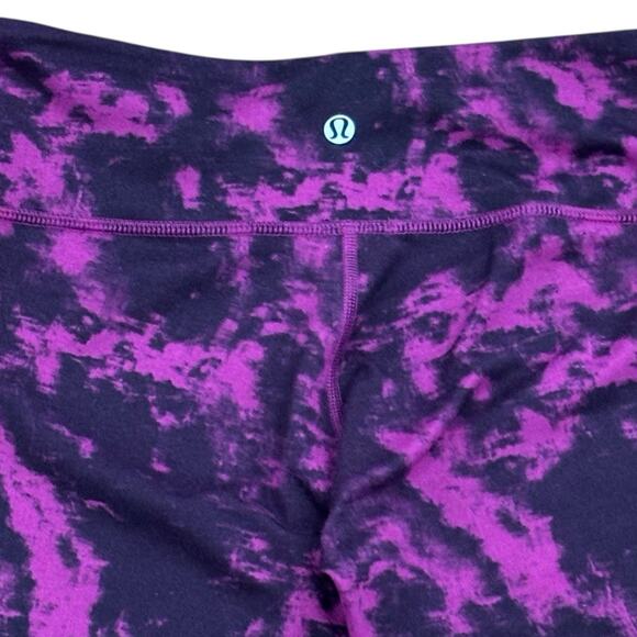Lululemon Size 6 Wunder Under Purple Tie Dye Luon Pull On Stretch Leggings - Picture 4 of 5